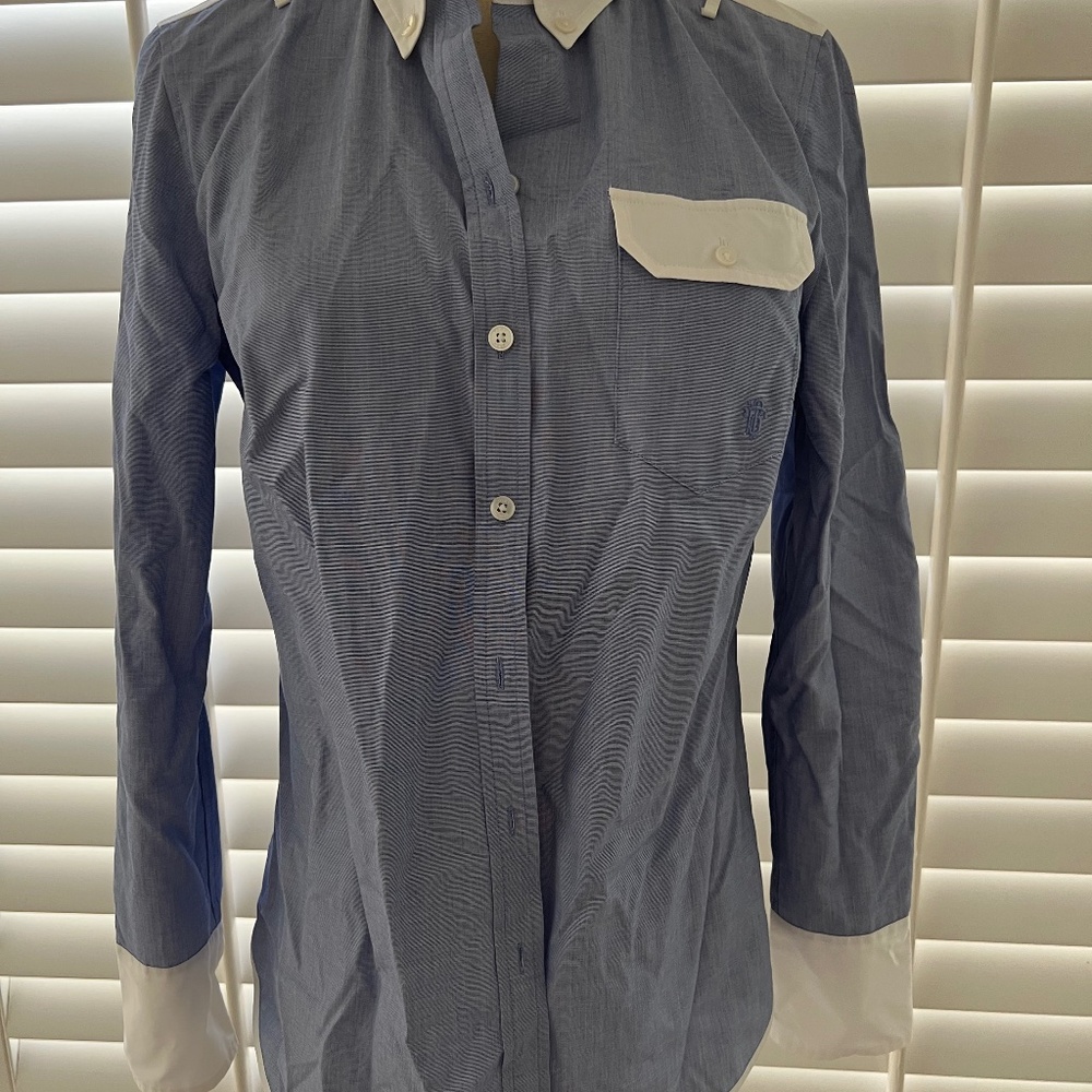 Tory Burch Blue/White Button Up Blouse